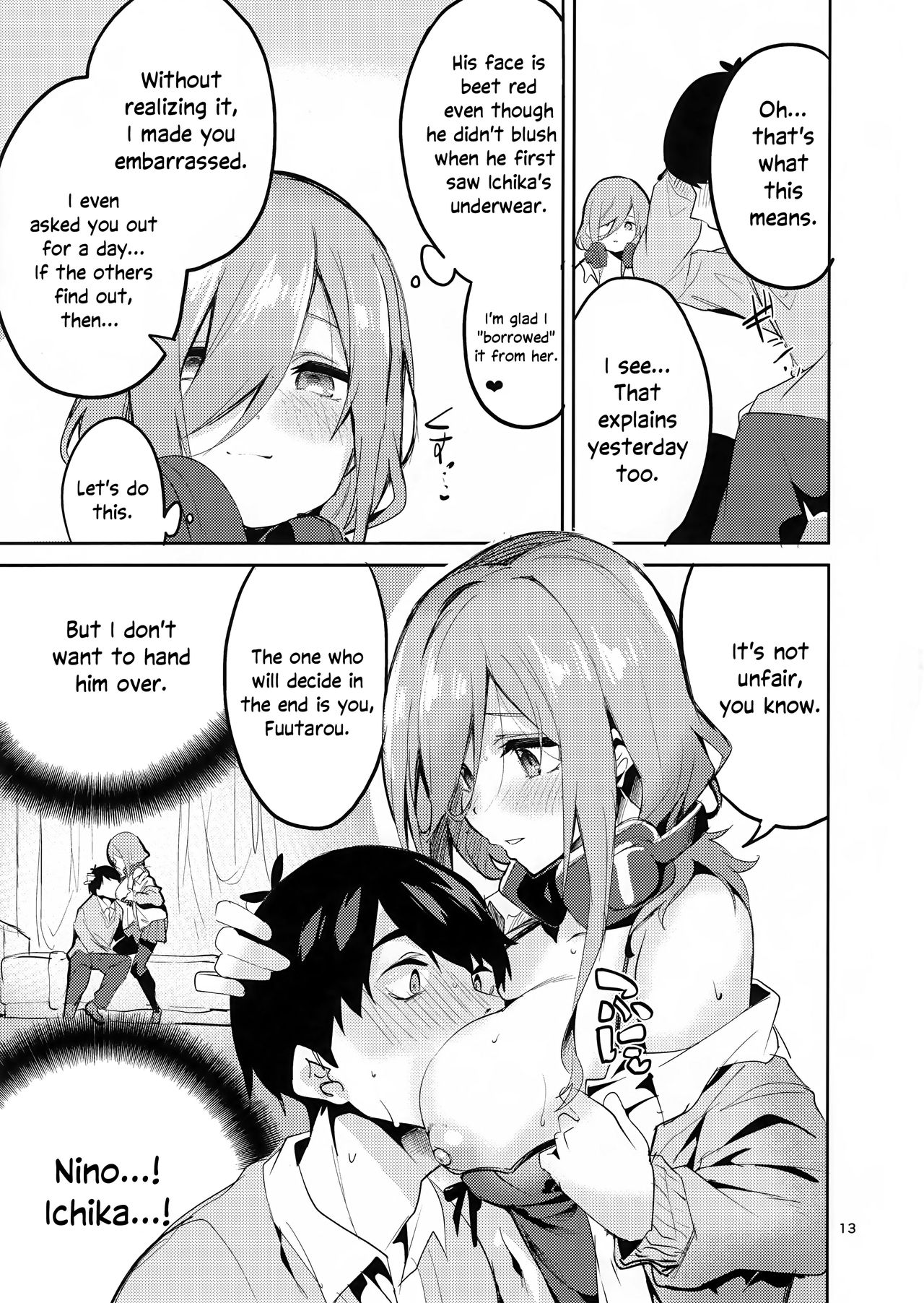 (C96) [Circle-FIORE (Ekakibit)] Miku no Baai | Miku's Situation (Gotoubun no Hanayome) [English] page 12 full