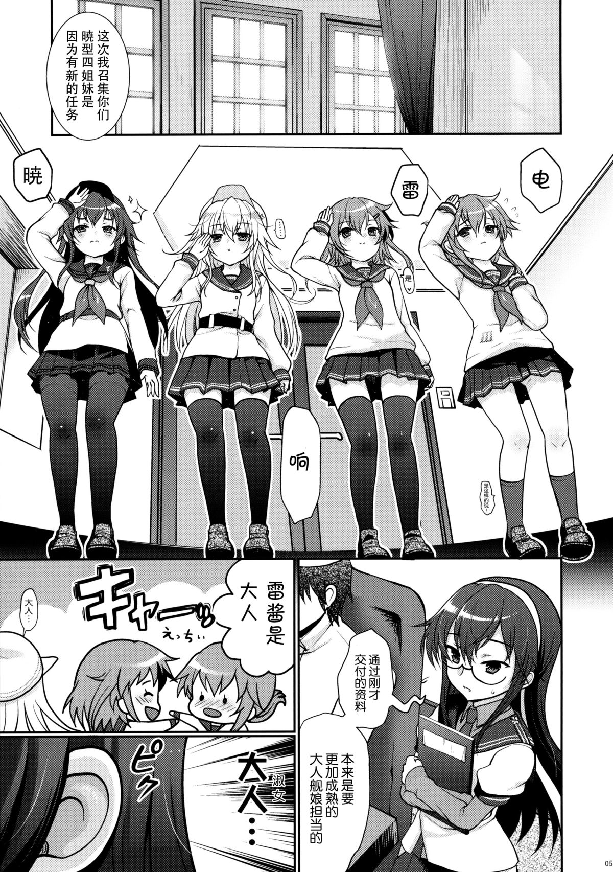 (C88) [Kuma-tan Flash! (Hanao.)] Akatsuki datte Shireikan no Osewa kurai Dekirundakara!! (Kantai Collection -KanColle-) [Chinese] [脸肿汉化组] page 5 full