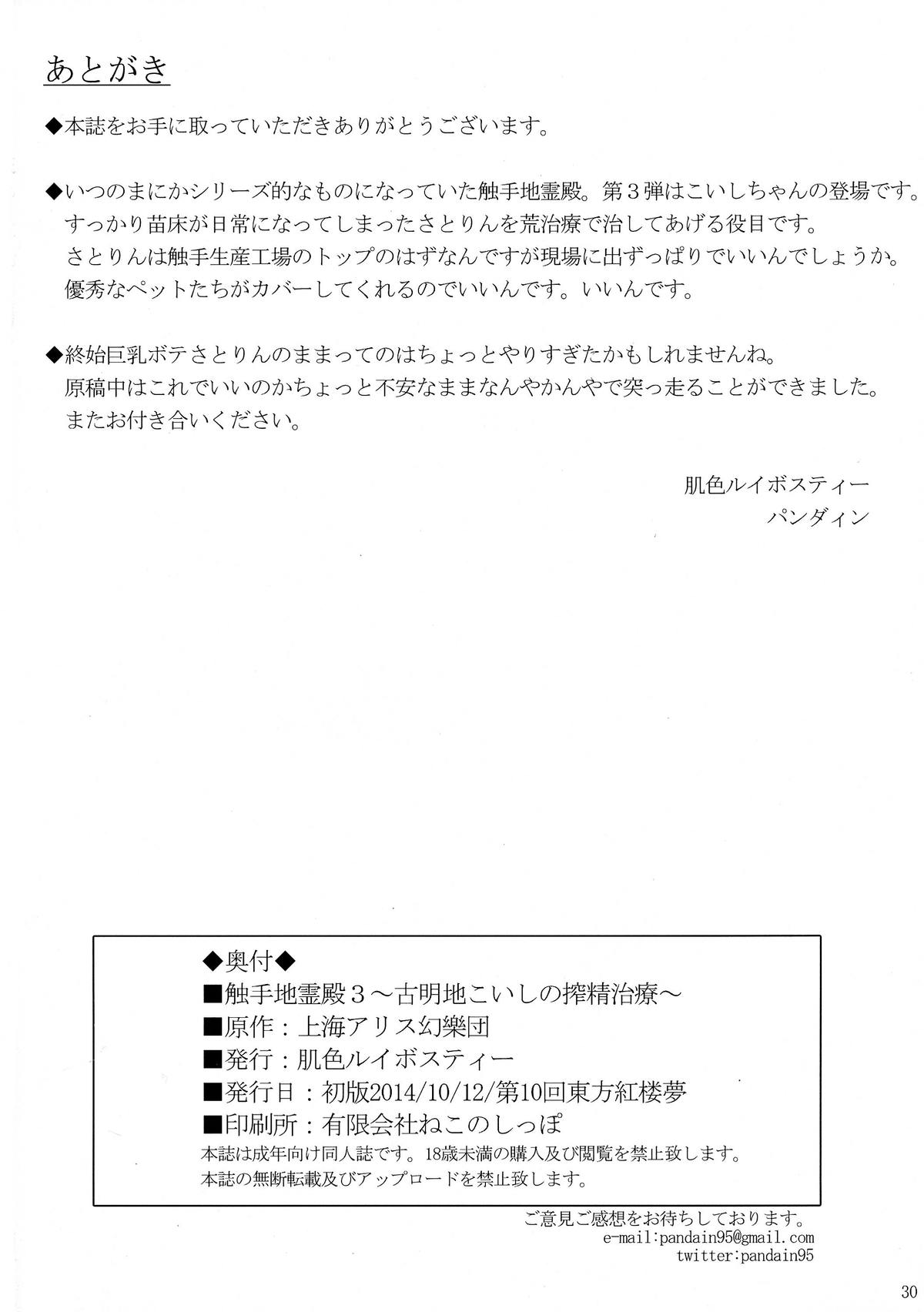 (Kouroumu 10) [Hadairo Rooibos Tea (Pandain)] Shokushu Chireiden 3 ~Komeiji Koishi no Sakusei Chiryou~ (Touhou Project) [English] [desudesu] page 30 full