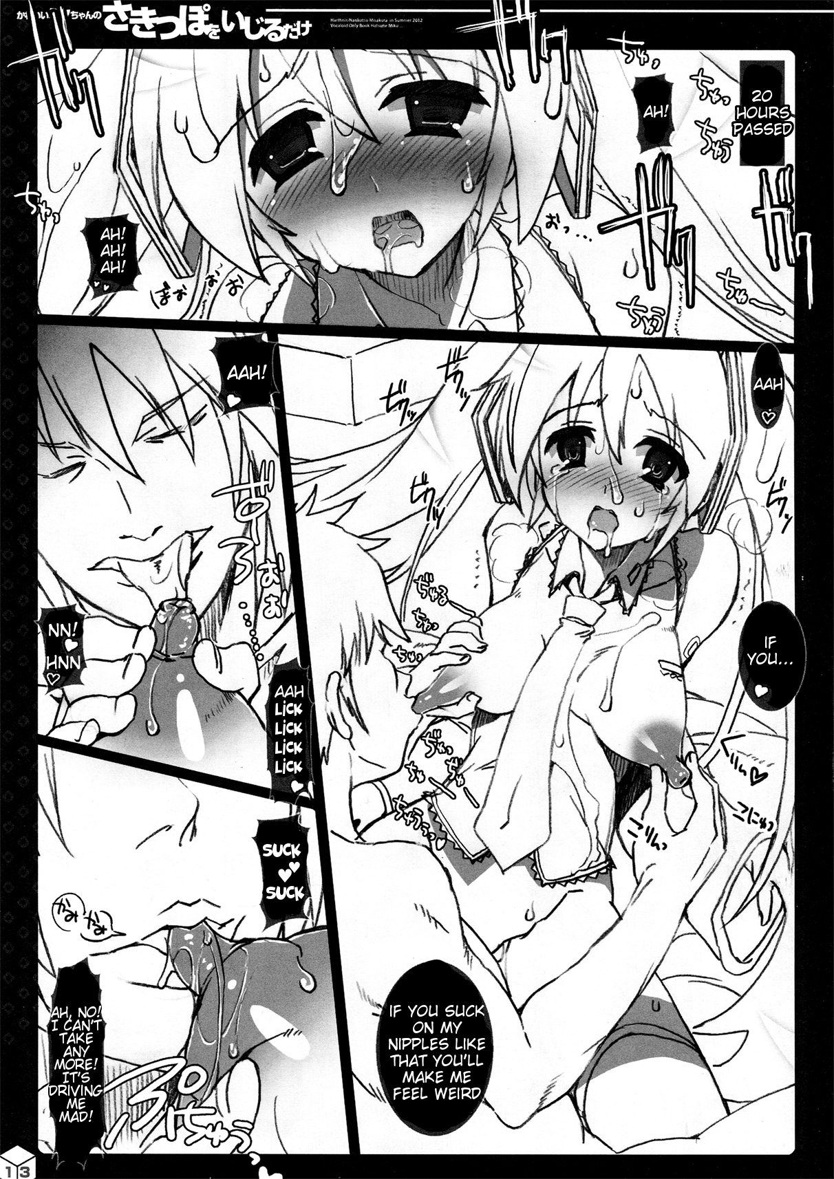 (C82) [HarthNir (Misakura Nankotsu)] Kawaii Miku-chan no Sakippo o Ijiru dake | Teasing the Adorable Miku-chan's Nipples (VOCALOID) [English] [Tigoris Translates] page 13 full