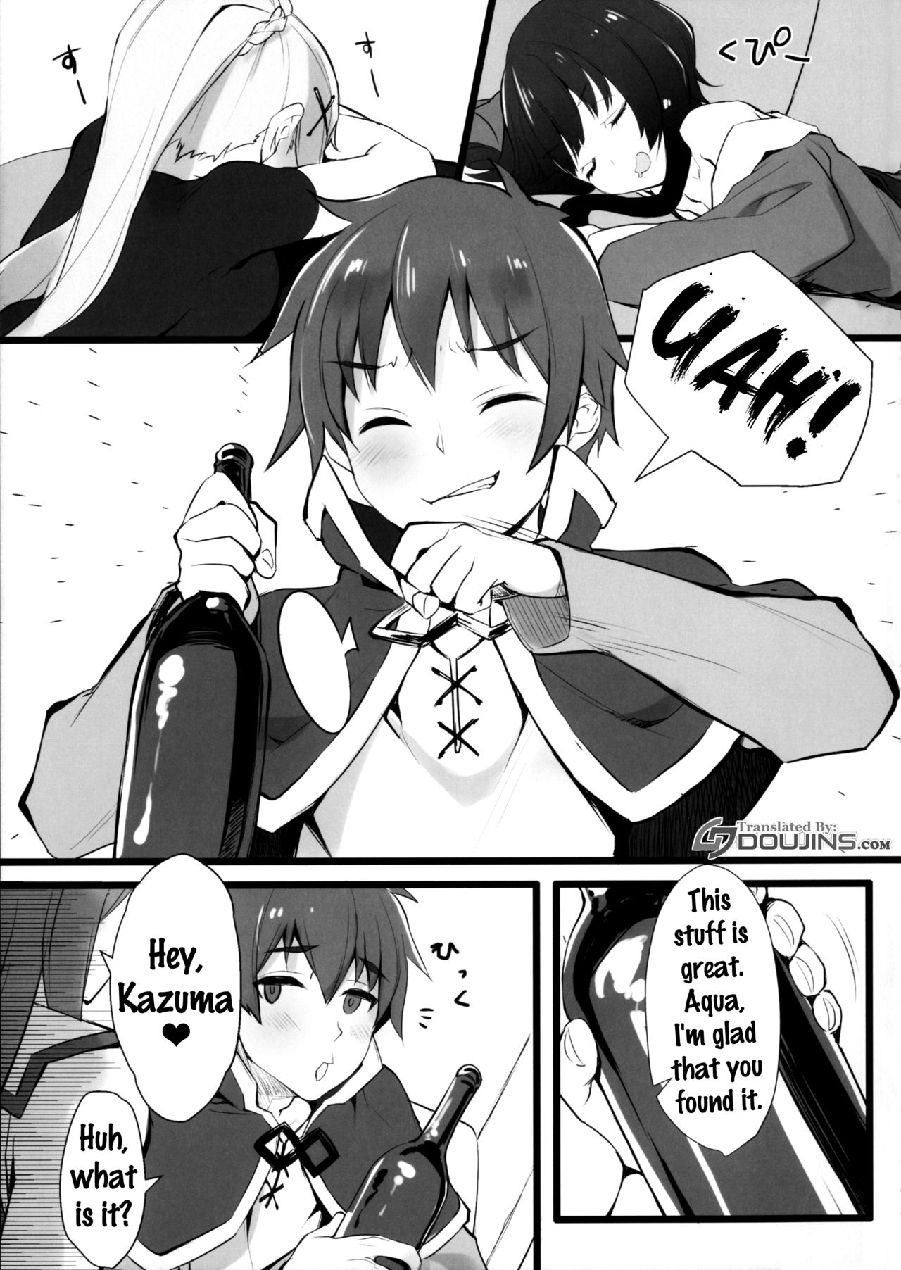 (COMIC1☆11) [WASABI (Tatami)] Hyaku Percent Osake no Sei (Kono Subarashii Sekai ni Syukufuku o!) [English] {Doujin-Moe.us} page 4 full