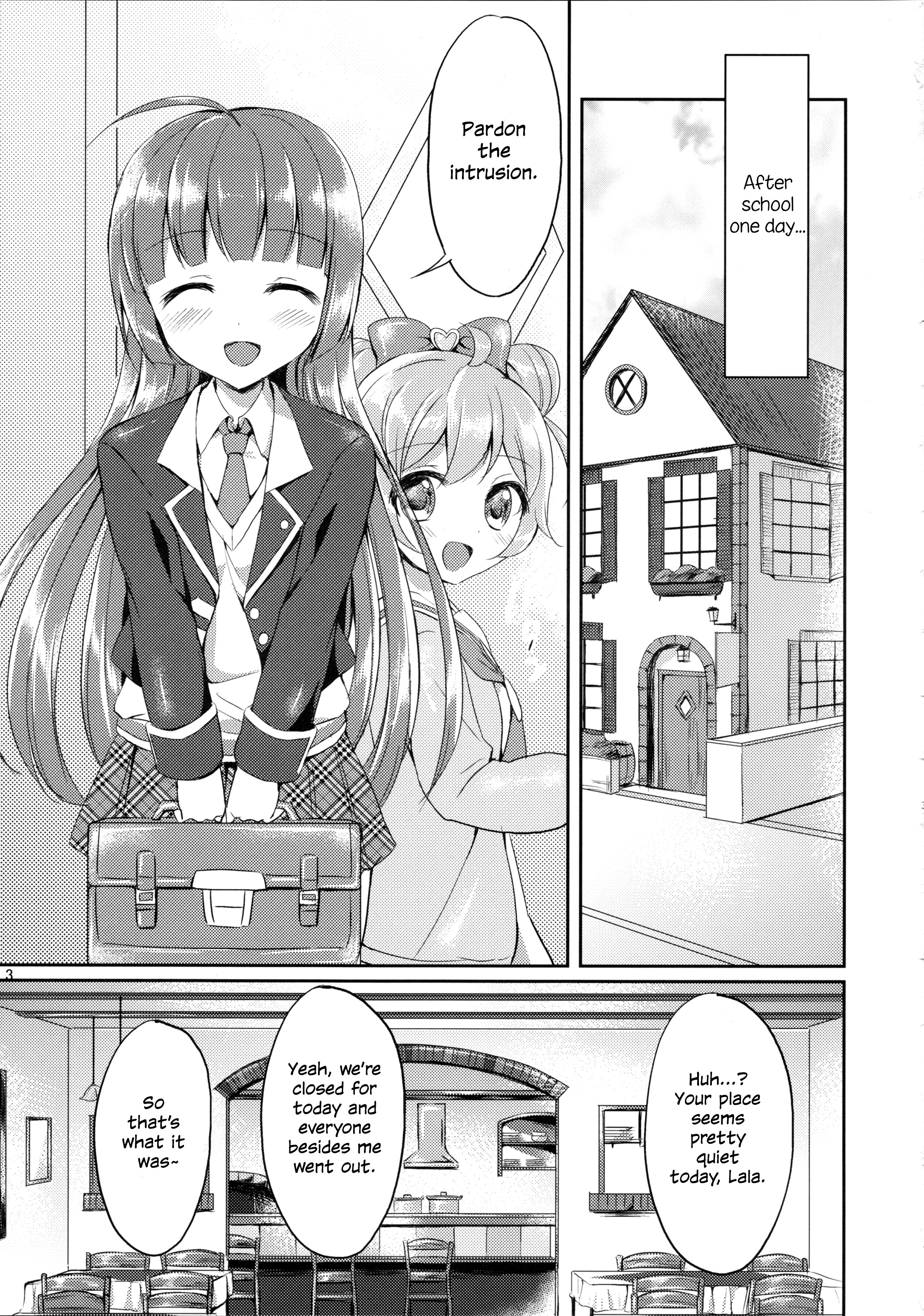 (C89) [Jagabata (Oimo)] Naisho no Futarikiri (PriPara) [English] {/u/ scanlations} page 3 full