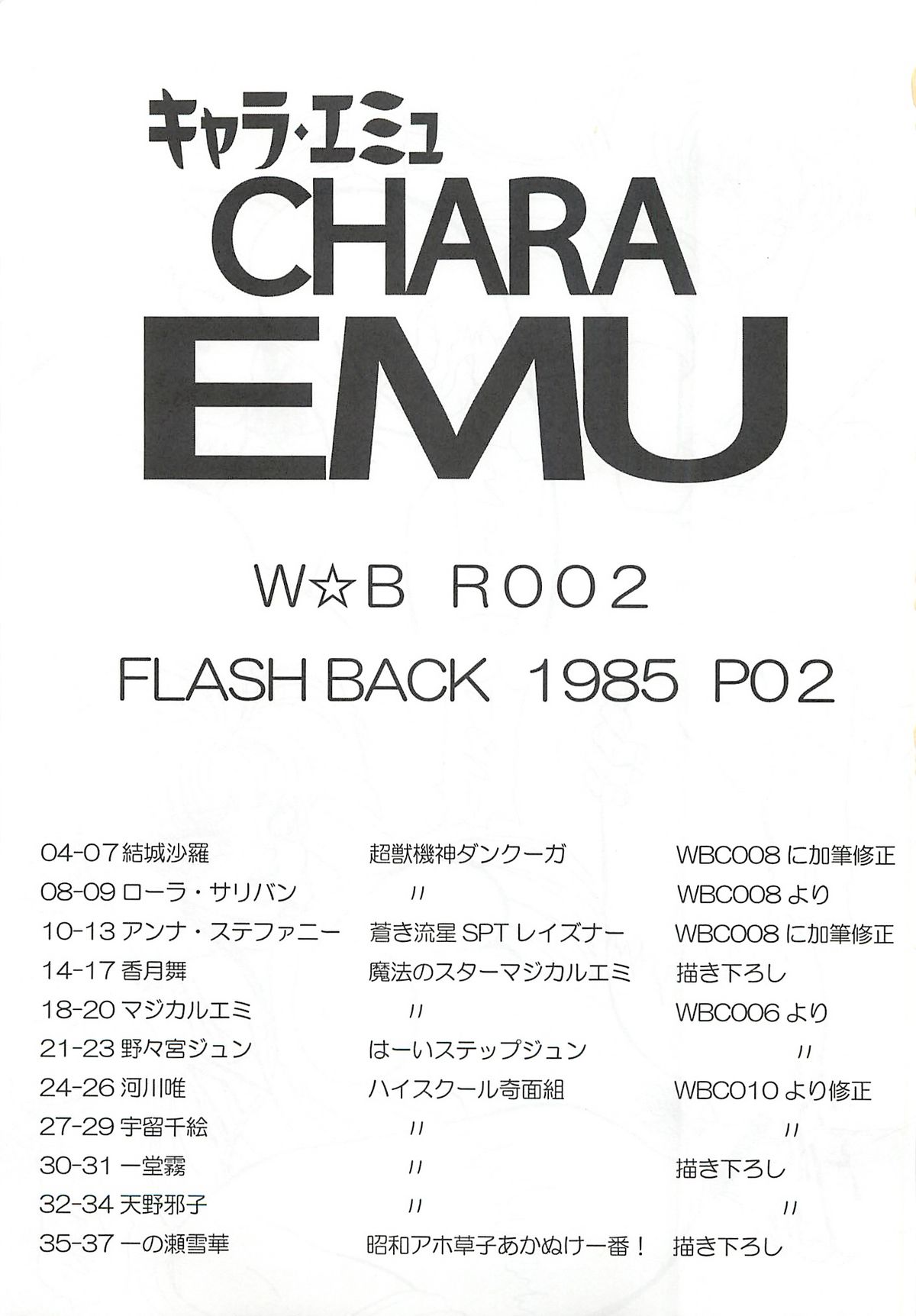 [Dakimakuma, Jingai Makyou Club (WING☆BIRD)] CHARA EMU W☆BR002 FLASH BACK1985 P02 (Various) page 2 full