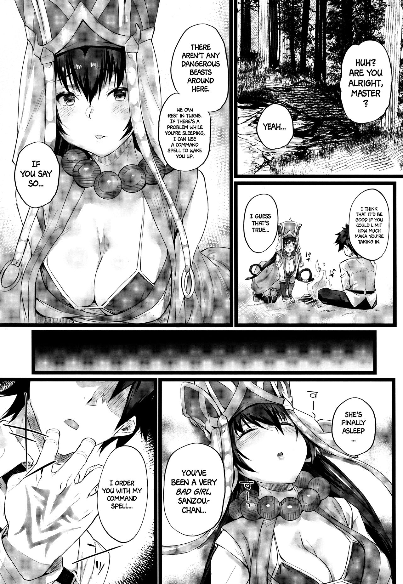 (COMIC1☆13) [Karuwani (Rama)] Nanmokanmo Mujikaku de Muboubi na Sanzou-chan ga Warui. (Fate/Grand Order) [English] =White Symphony= page 4 full