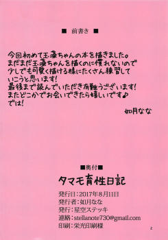 (C92) [Hoshizora Sutekki (Kisaragi Nana)] Tamamo Ikusei Nikki (Fate/Grand Order) - page 2