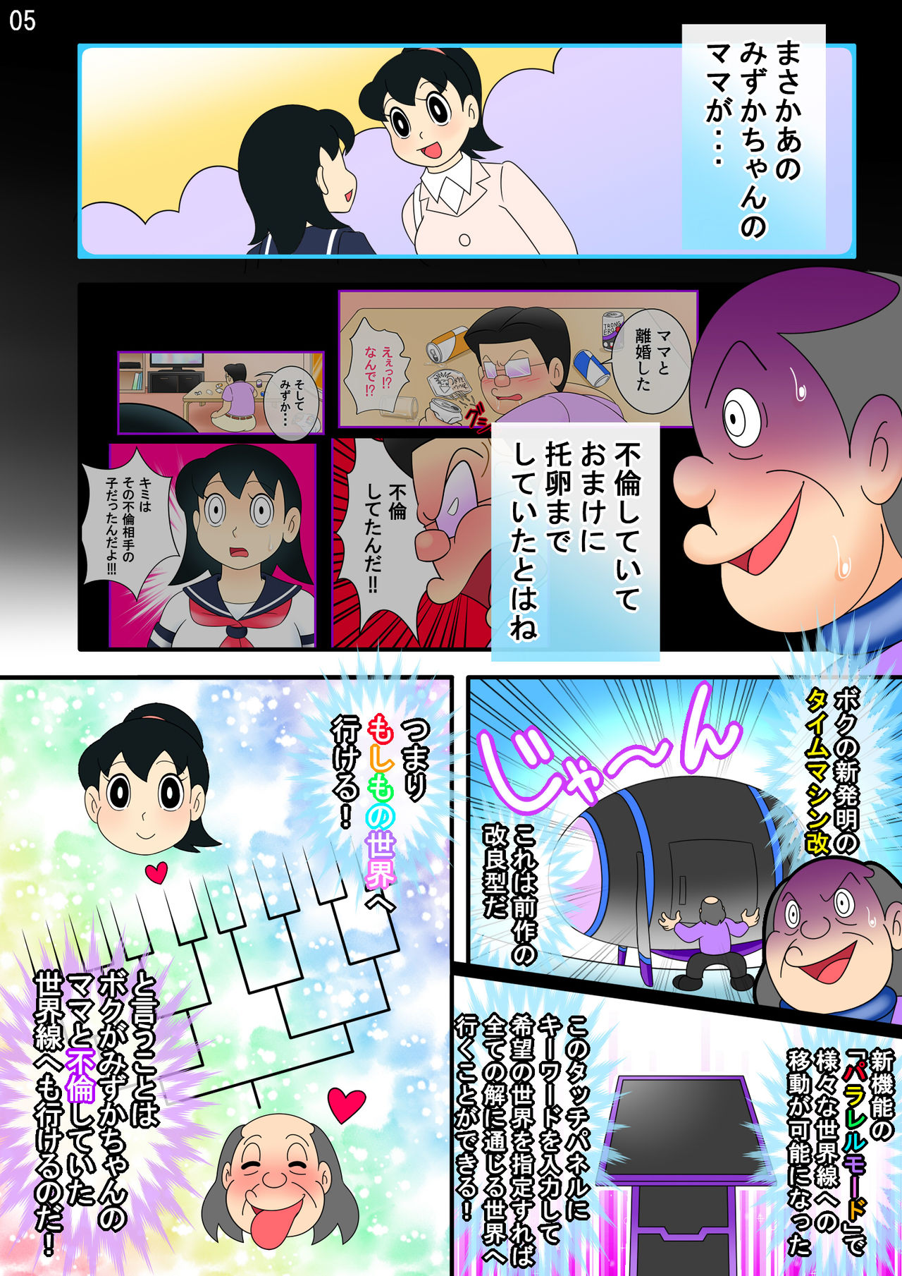 (Ho kuchi☆nanatsuboshi-chū) Yokubō kaihō taimu mashin aratame [mizu ka mama-hen] kako kaihen! Furin taku tamago& oyako dōji-ko-tsukuri (Doraemon) page 5 full