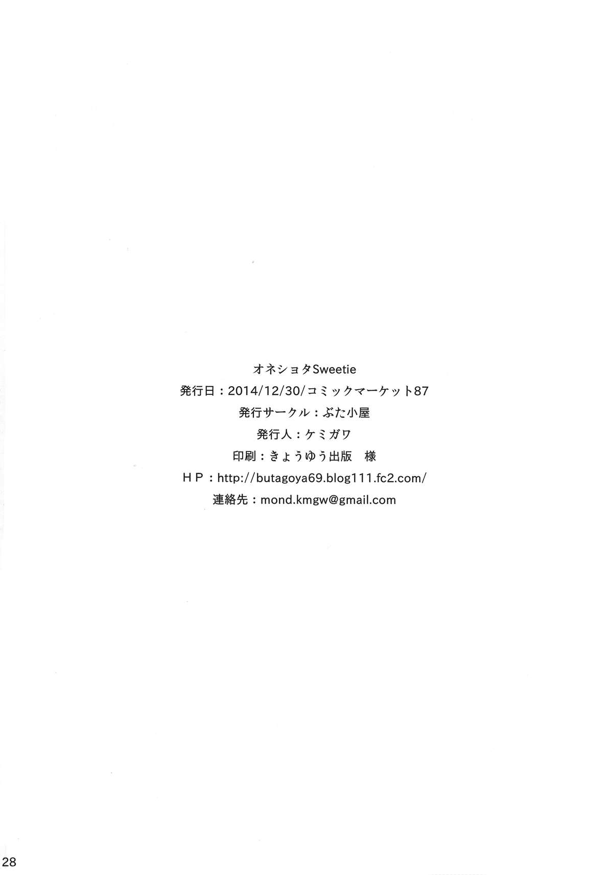 (C87) [Butagoya (Kemigawa)] Oneshota Sweetie (Oshioki Sweetie ~Koi suru Oneesan wa Urahara desu~) page 29 full