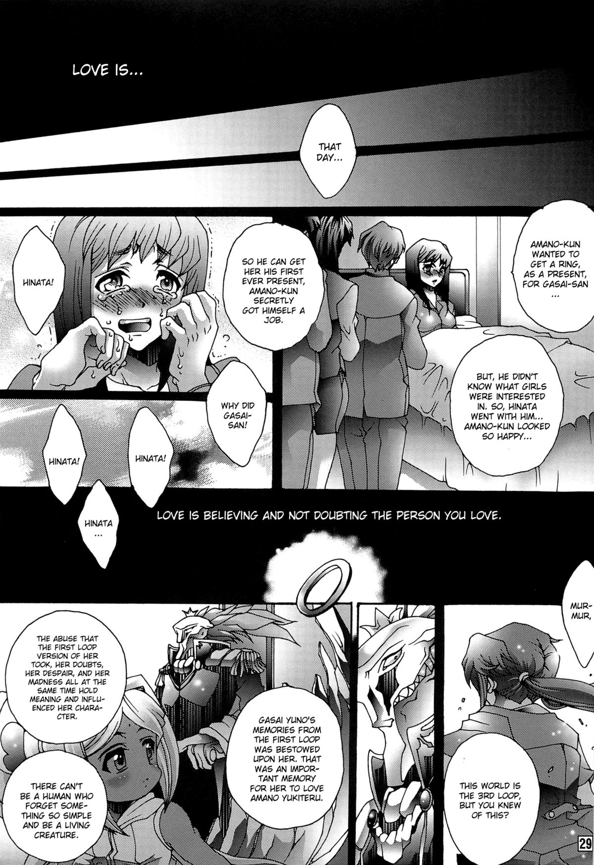 (C81) [Raijinoh (Yuuki Haruka)] Ai wo Shinji Utagawanai Koto (Mirai Nikki) [English] [CGrascal] page 28 full