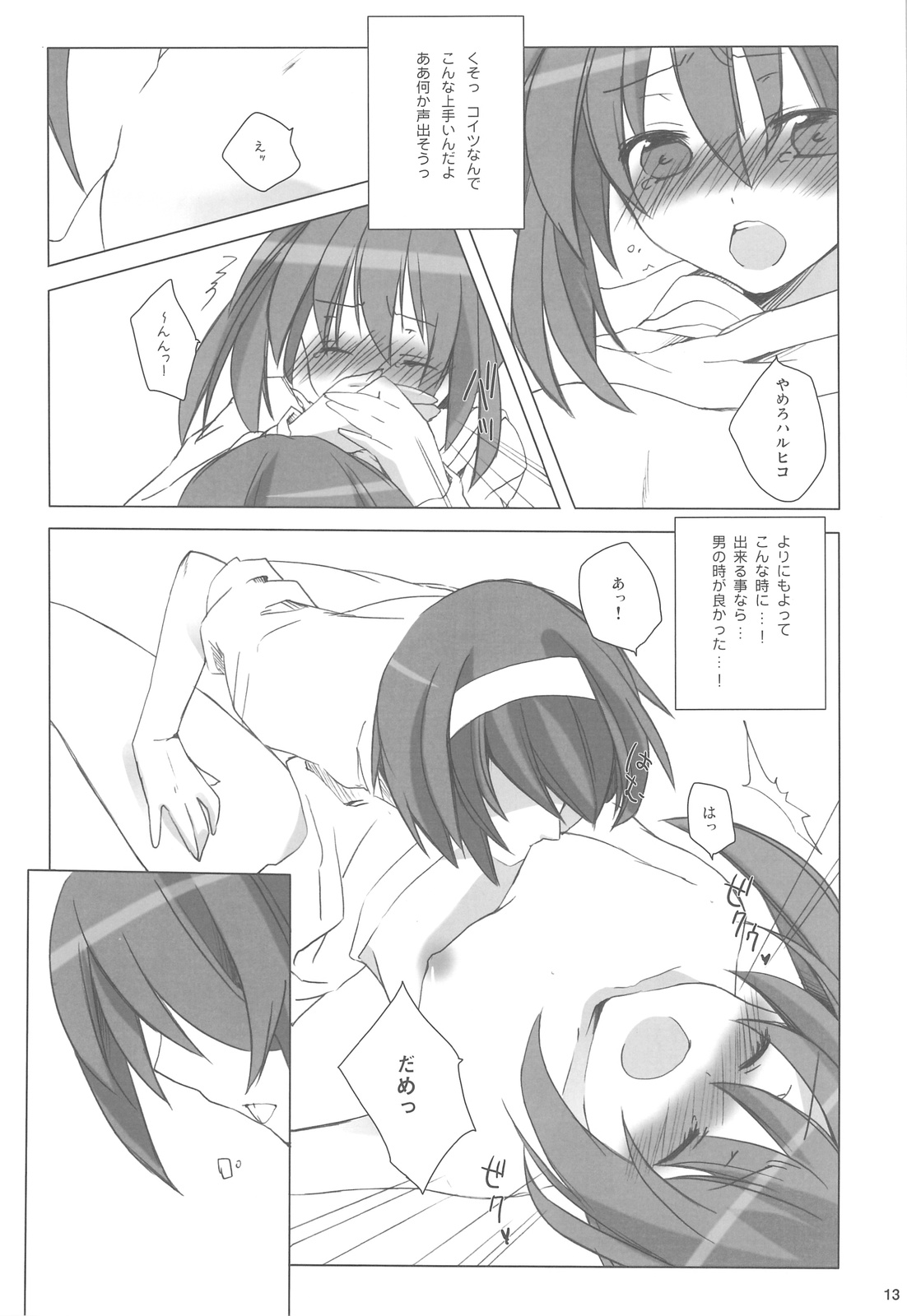 (COMIC1☆3) [nEetest (Yusya)] Kyonko no Hajimete (Suzumiya Haruhi no Yuuutsu) page 13 full