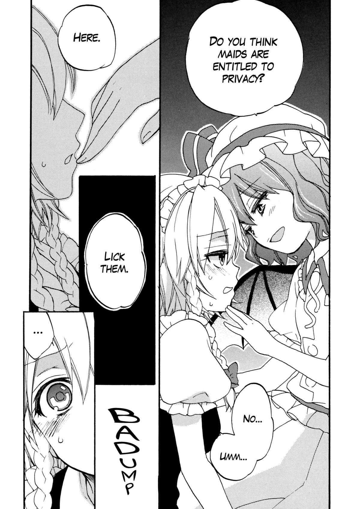 (SPARK6) [Koniro Drops (Morishima Kon)] Maid ni Private wa Arimasen | Maids Have No Privacy (Touhou Project) [English] {Yuri-ism} page 6 full