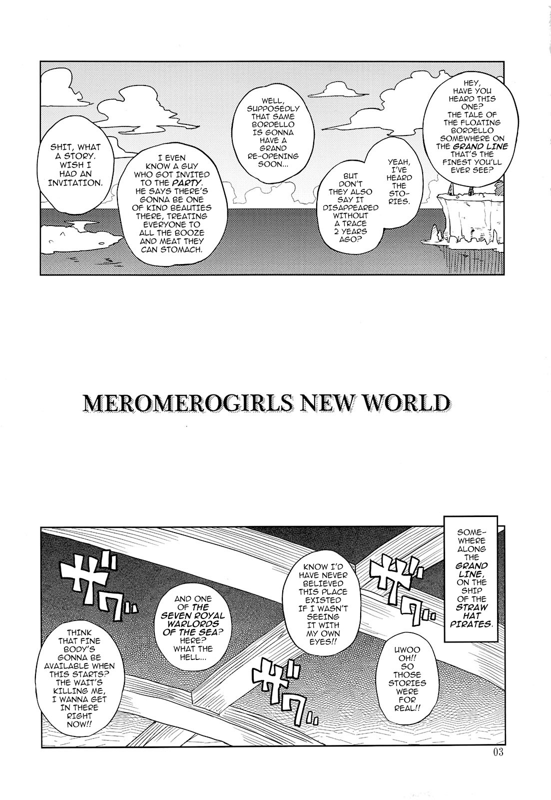 (C81) [Choujikuu Yousai Kachuusha (Denki Shougun)] MEROMERO GIRLS NEW WORLD (One Piece) [English] [darknight] [Decensored] [Colorized] page 2 full