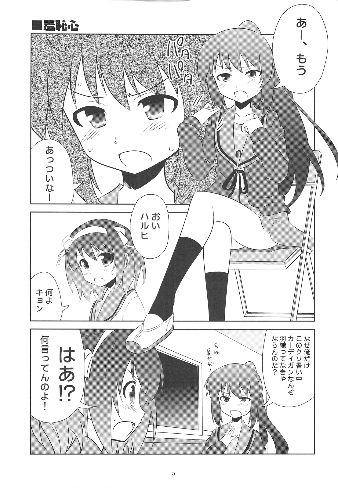 (C74) [Metamorphose (GUY)] Kyonko no kentai life wa 0 yo! (The Melancholy of Haruhi Suzumiya) page 4 full