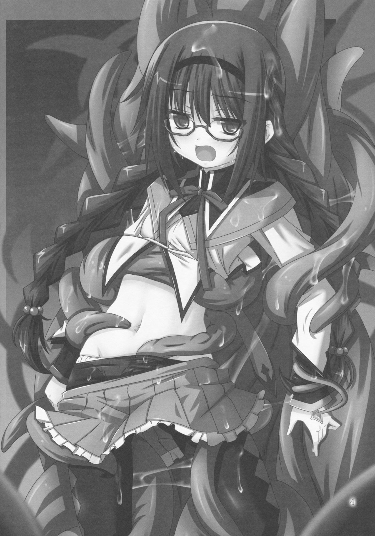 (CT22) [Yoru no Benkyoukai (Fumihiro)] MEGAHOMUSYOKUSYU | GLASSES HOMU TENTACLE (Puella Magi Madoka Magica) [English] [Tentaculations] page 3 full