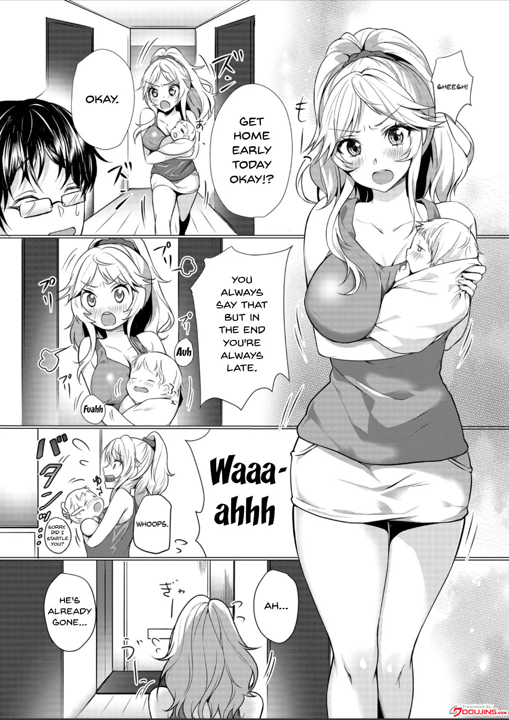 [Hanasaku Mahiru] Junyuuchuu no Yanmama ni Pakopako Tanetsuke!! ~ Sonna ni Dasaretara... Milk ga Afurechau! 1-3 [English] [Doujins.com] page 2 full