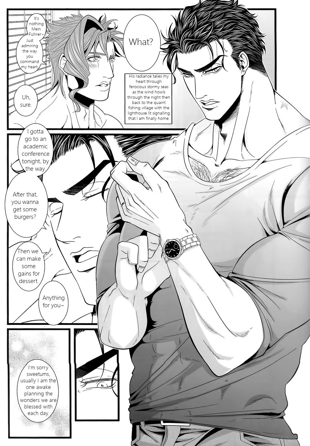 (Super The World 2018) [Otohikoboshi (Shisui)] Kekkon Shitemitara Kare ga Taisou Zubora Datta Ken (JoJo's Bizarre Adventure) [English] [Rewrite] [KHM Translations] page 34 full