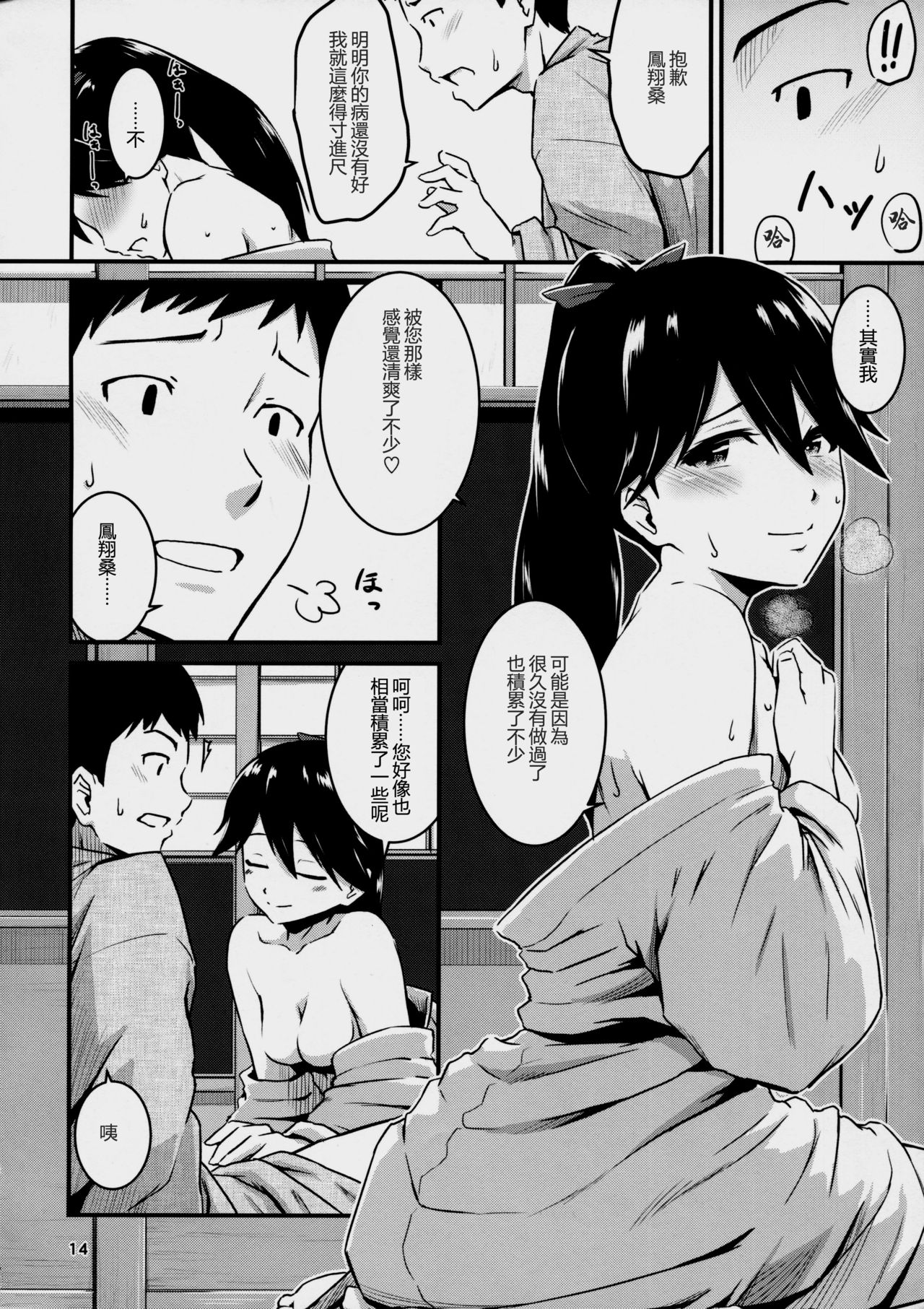 (C91) [MARASCHINO (Takayama Chihiro)] Houshou-san ga Kazehiita (Kantai Collection -KanColle-) [Chinese] [赫蘿的尾巴個人漢化] page 14 full