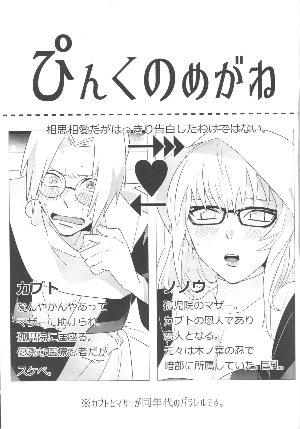 (Zennin Shuuketsu) [Moumoku Nezumi (Rokomaru)] Pink no Megane - Pink Glasses (Naruto) page 2 full