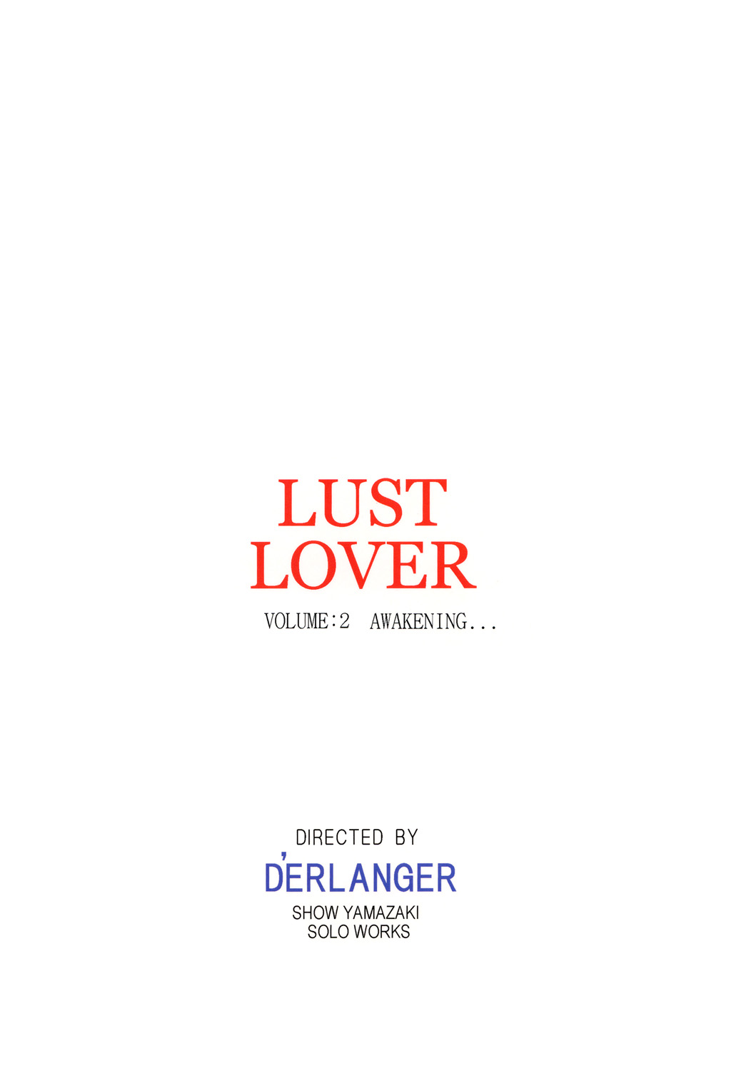 (SC33) [D'Erlanger (Yamazaki Show)] LUST LOVER VOLUME:2 AWAKENING... page 29 full