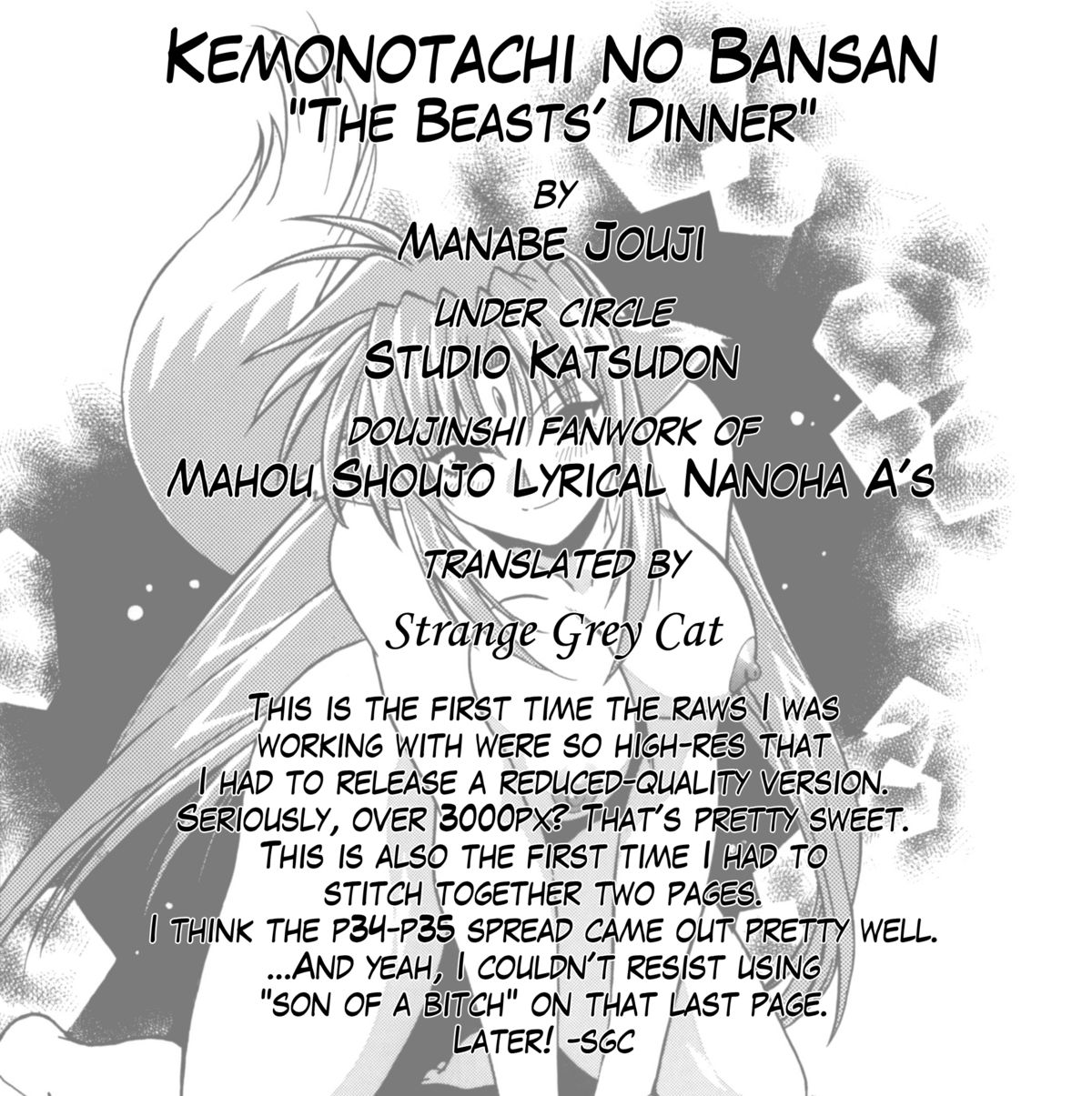 (SC34) [Studio Katsudon (Manabe Jouji)] Kemonotachi no Bansan (Mahou Shoujo Lyrical Nanoha) [English] page 40 full