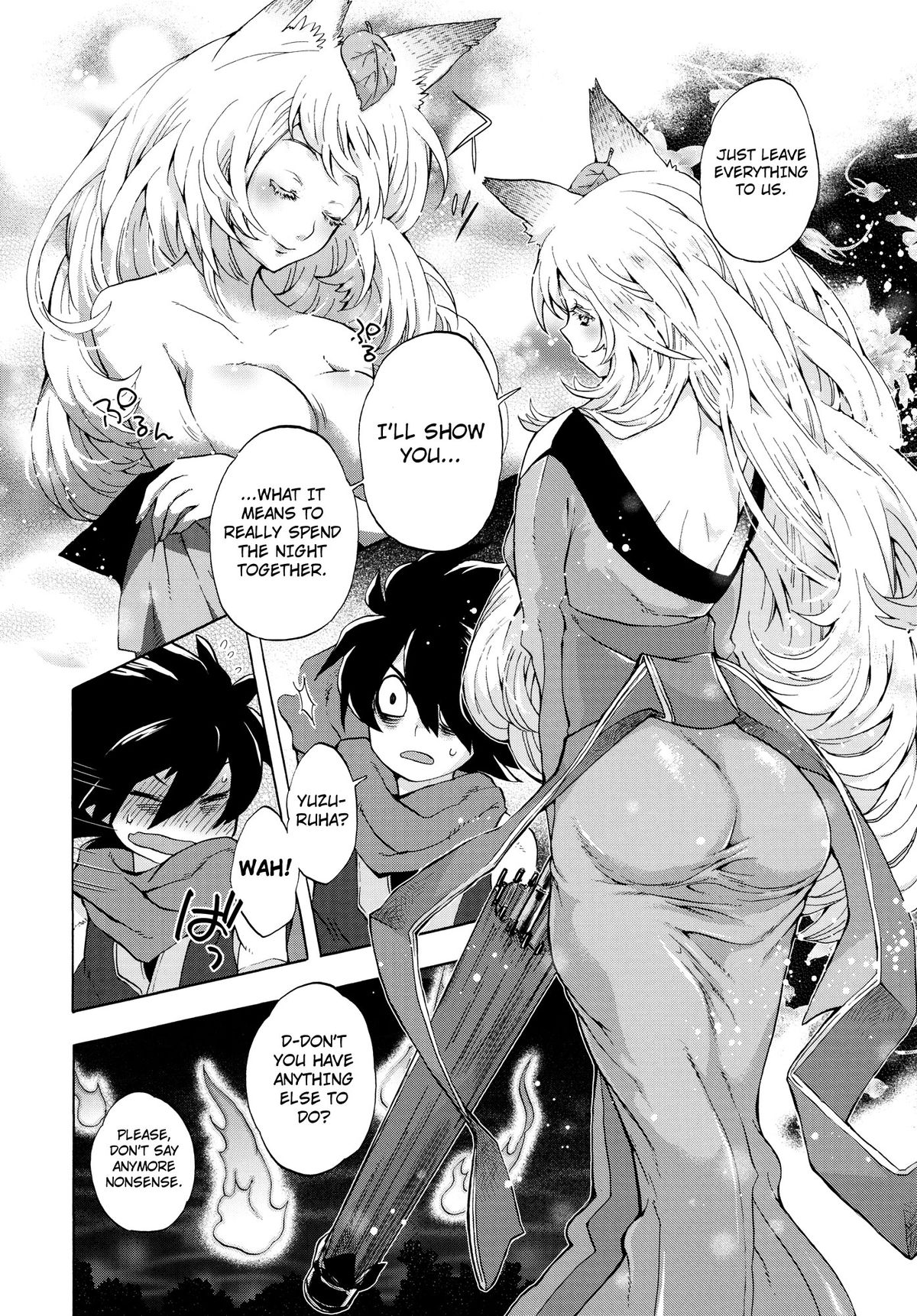 (C80) [Mori no Kumasan Yuugekitai (Nakata Hana)] Yuzuruha-san no Yokei na Osewa (Oboro Muramasa) [English] [4dawgz + Thetsuuyaku] page 15 full