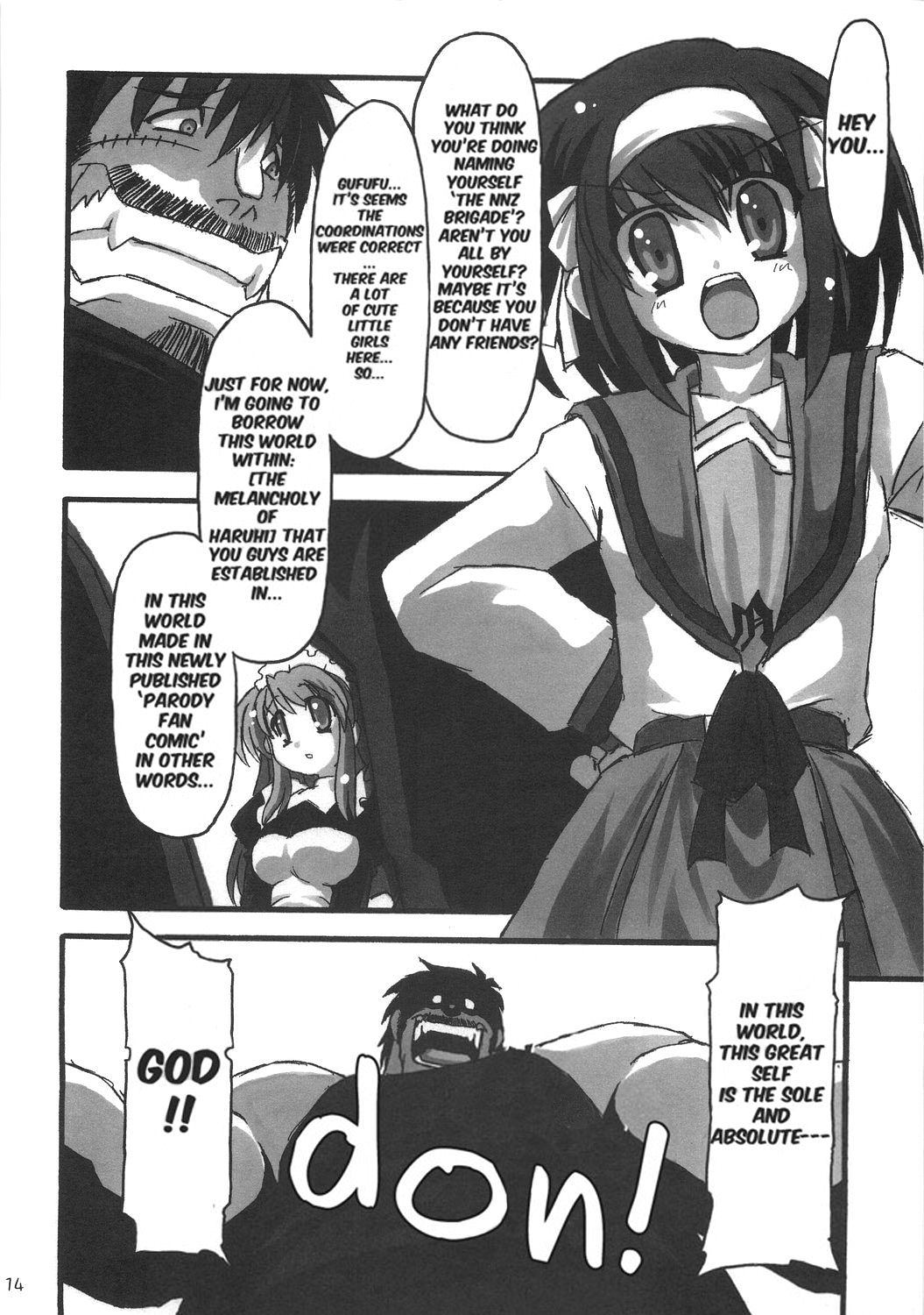 (C70) [NNZ DAN (Great Magami)] SOS-dan Tai NNZ-dan (The Melancholy of Haruhi Suzumiya) [English] [doujin-moe] page 13 full