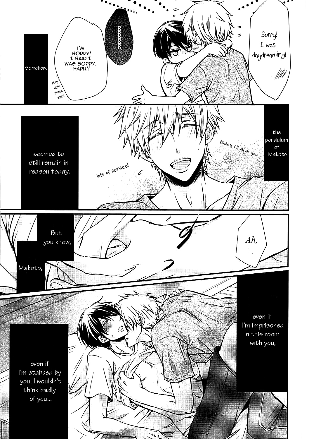 (C85) [Juurokugoh (Tohru)] Sokubaku-kei Kareshi. | Boyfriend Restraint System (Free!) [English] {shotas.tumblr.com} page 28 full