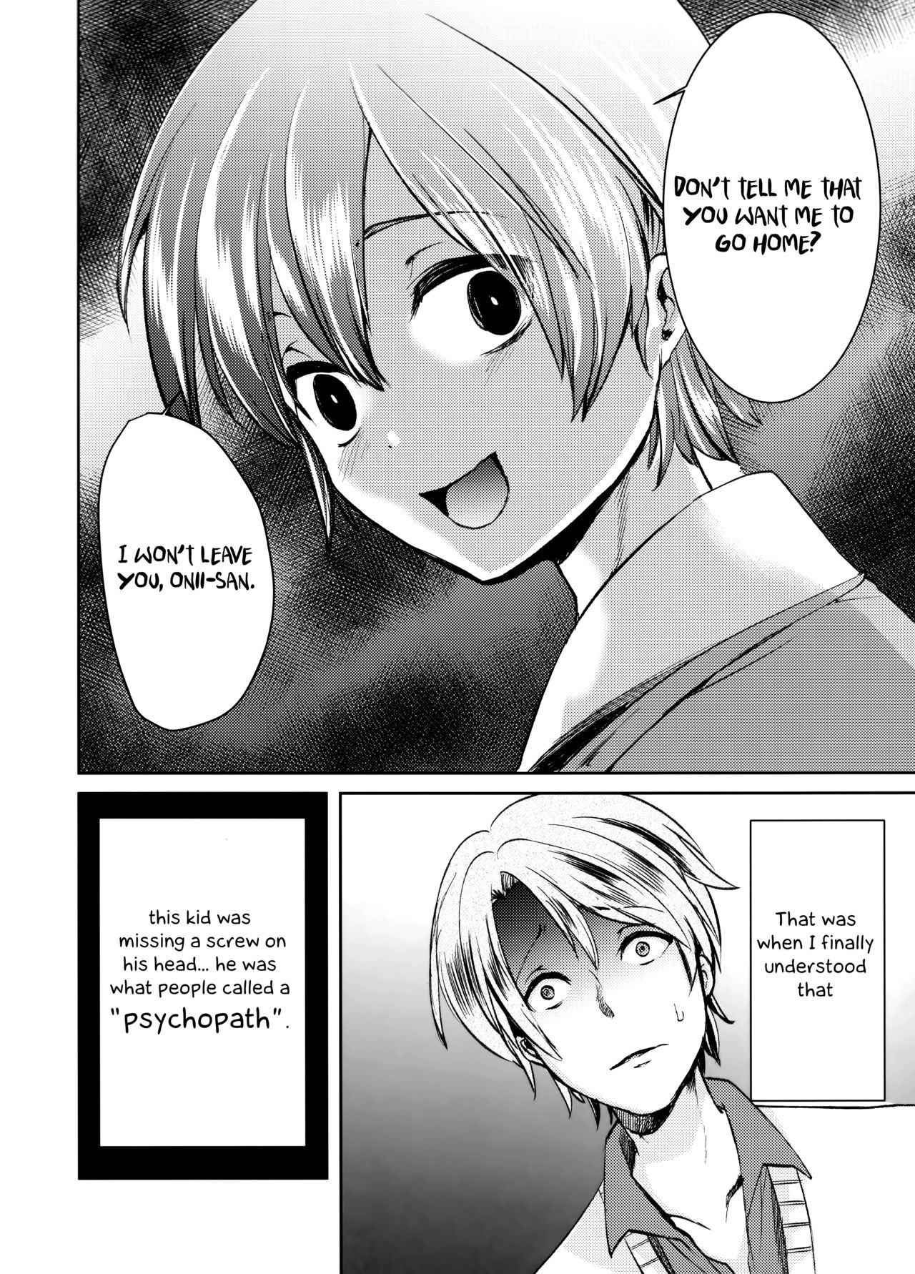 (Futaket 14) [Morimori Runrun (Manbon Ren)] Yuukai Kankin Shita Shounen wa Psychopath [English] [Otokonoko Scans] page 7 full