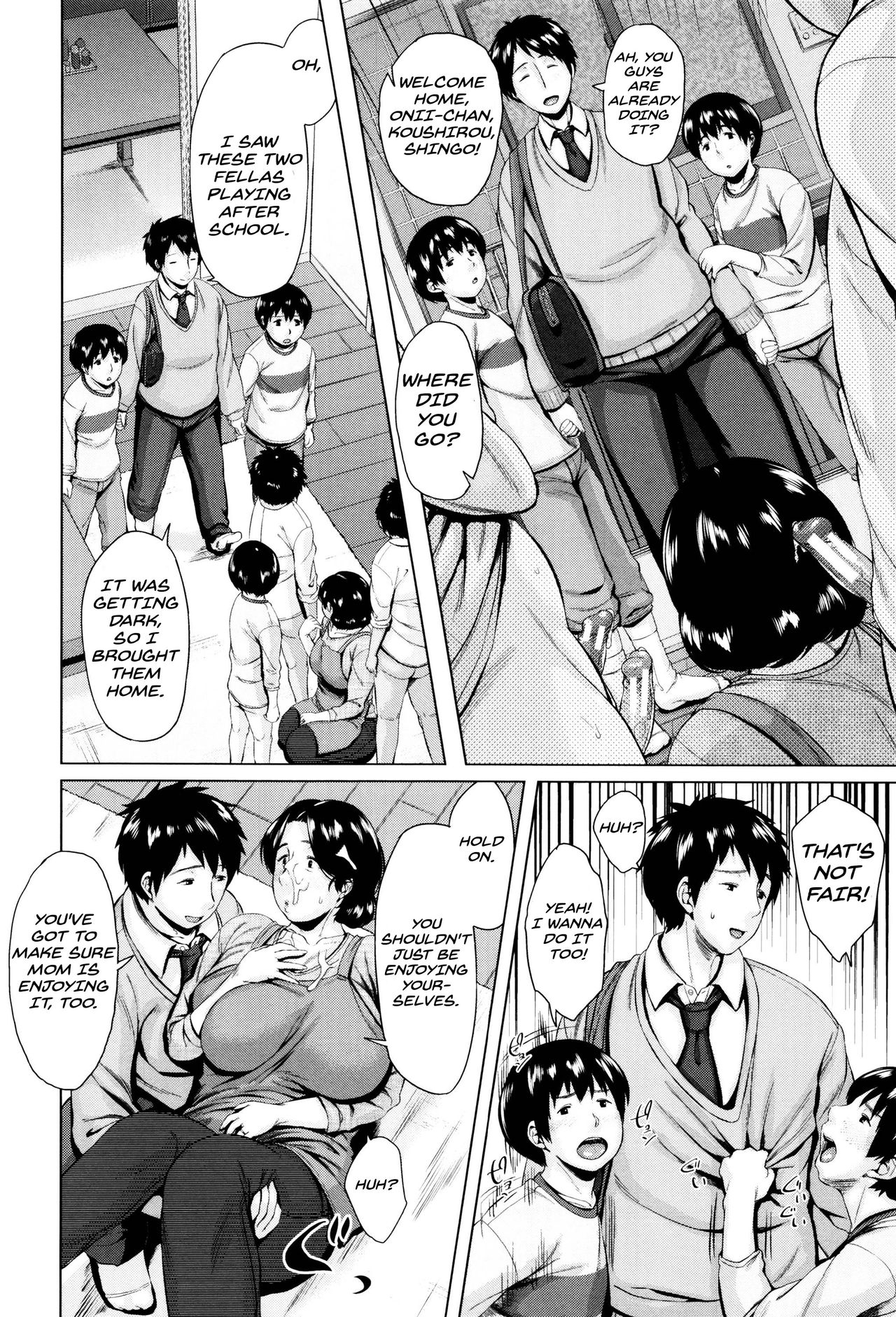 [Jitsuma] Boshishishishishishi Soukan  Mom x 6 Children Adultery page 12 full