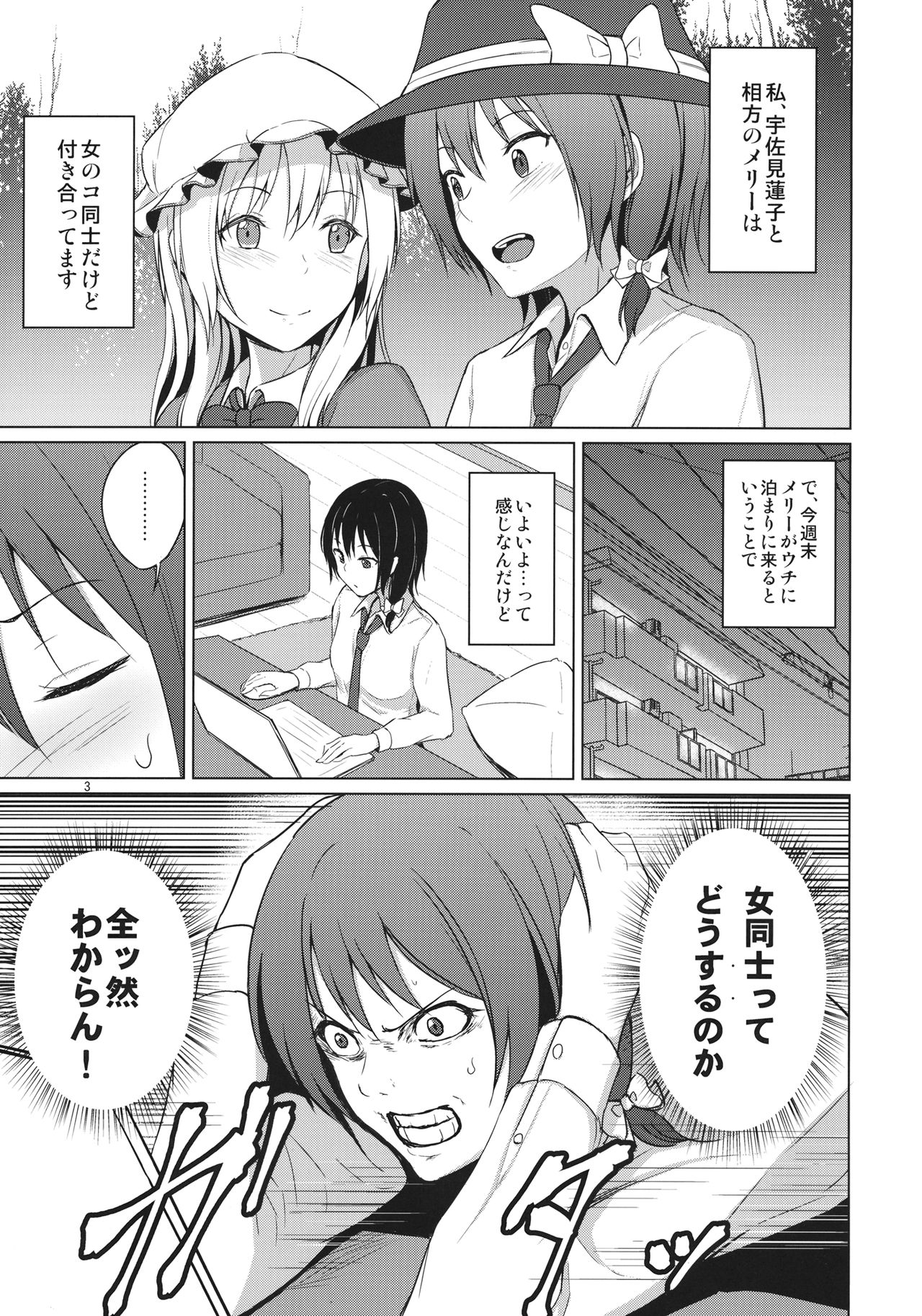 (Shuuki Reitaisai 6) [Mugendai (Humei)] Aikata to Lesbian Fuuzoku o Kanshou suru Koto ni Narimashita. (Touhou Project) page 2 full