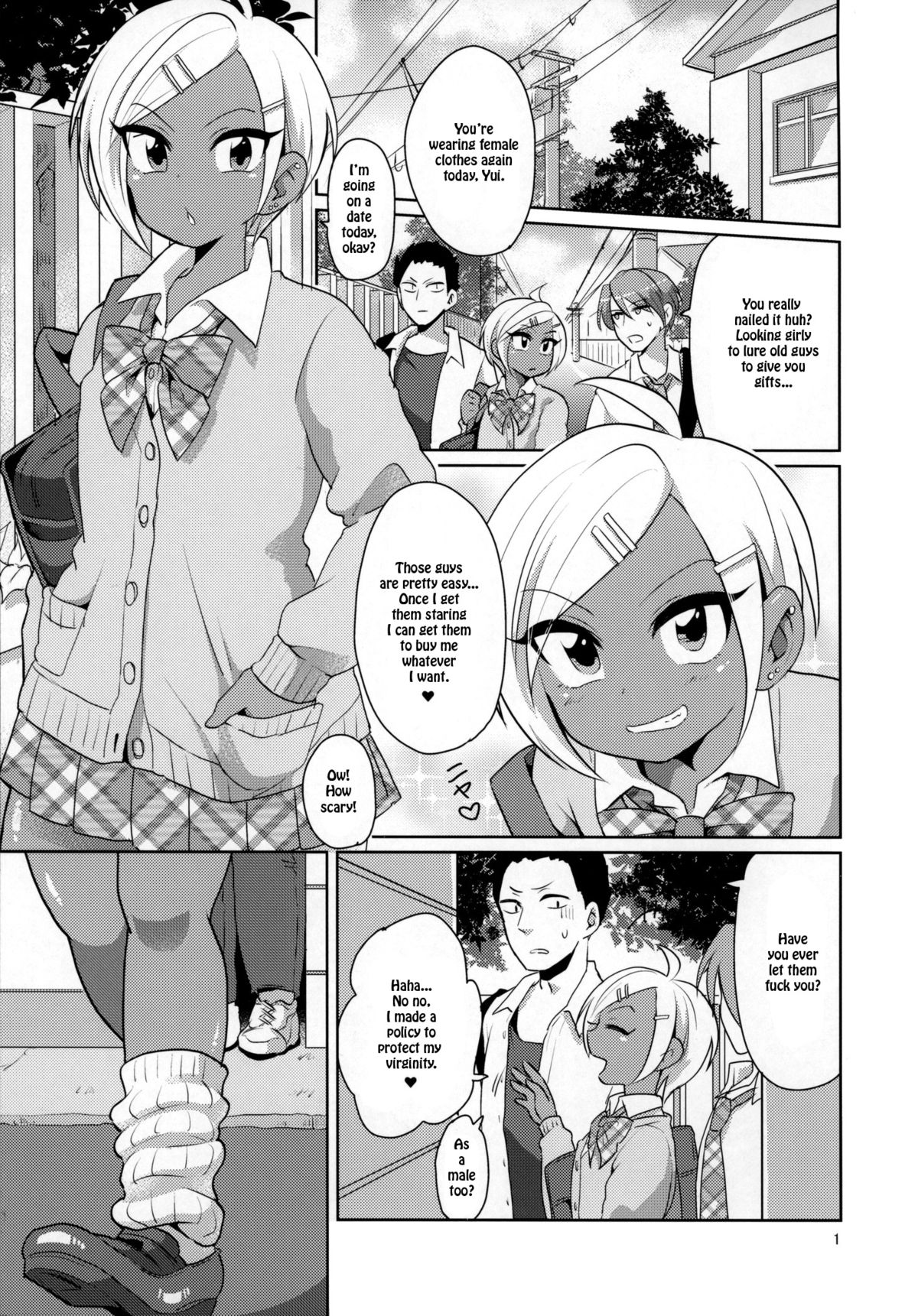 (COMITIA112) [DryR (Urakuso)] Namaiki Gal Danshi. | Cheeky Gyaru-boy. [English] [TSHH] page 2 full